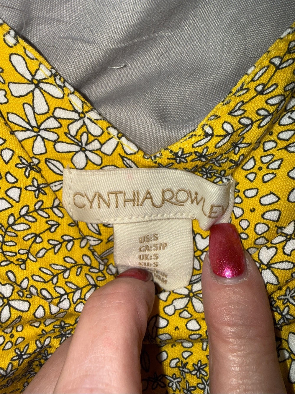 Cynthia Rowley Yellow Paisley Floral V-Neck Tie-Waist Midi Dress - Picture 5 of 5